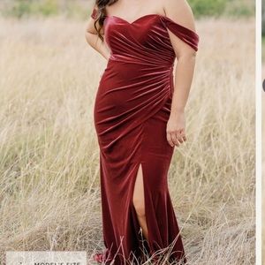 Revelry Ariel Bridesmaid Dress Velvet Terracotta